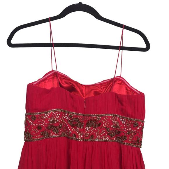 Aidan Mattox Womens Swing Dress Red Lined Maxi Off Shoulder Sleeveless Beads 6 - Picture 5 of 16
